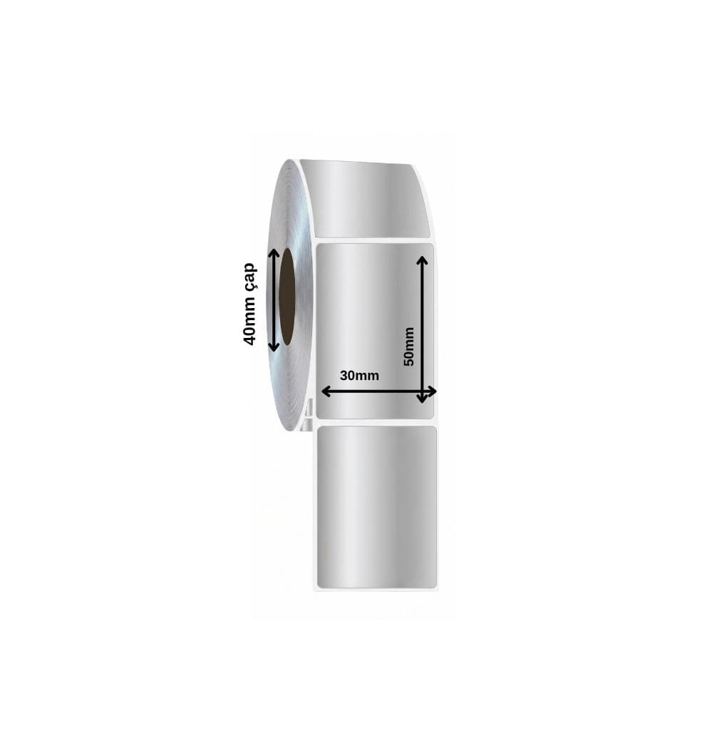 Silver Mat Etiket 30x50 mm