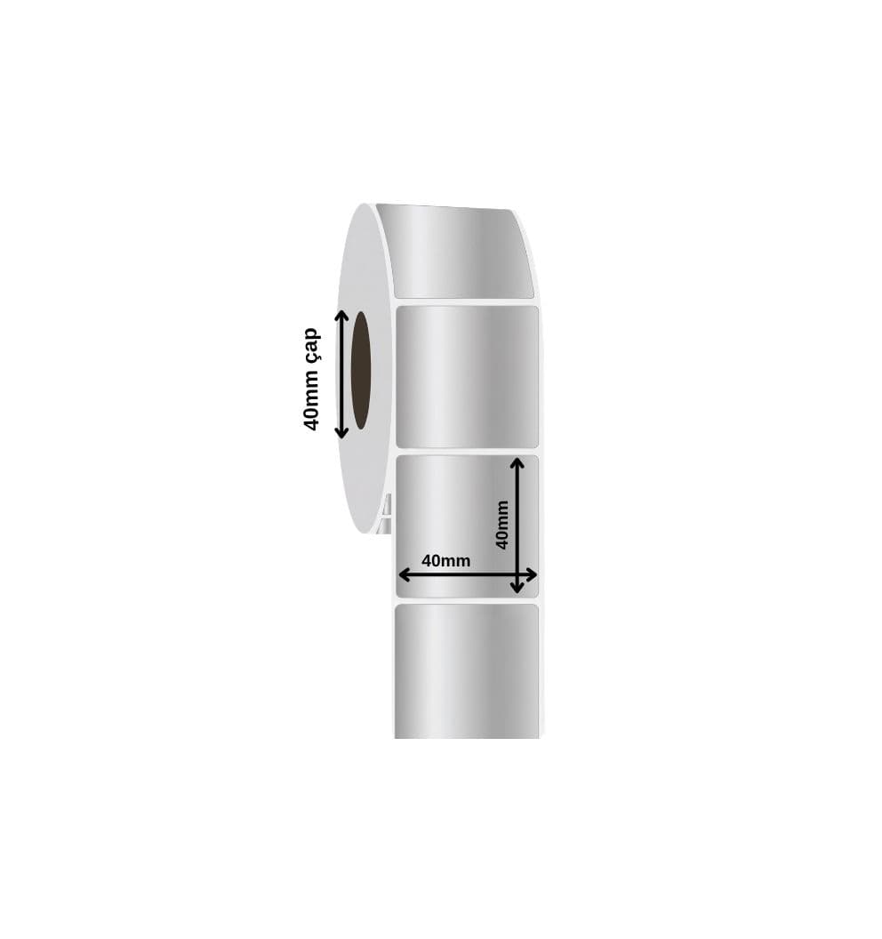 Silver Mat Etiket 40x40 mm