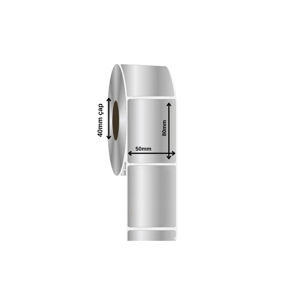 Silver Mat Etiket 50x80 mm